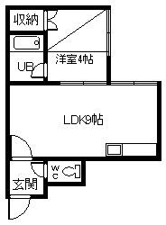 フォレストI(1DK/2階)の間取り写真