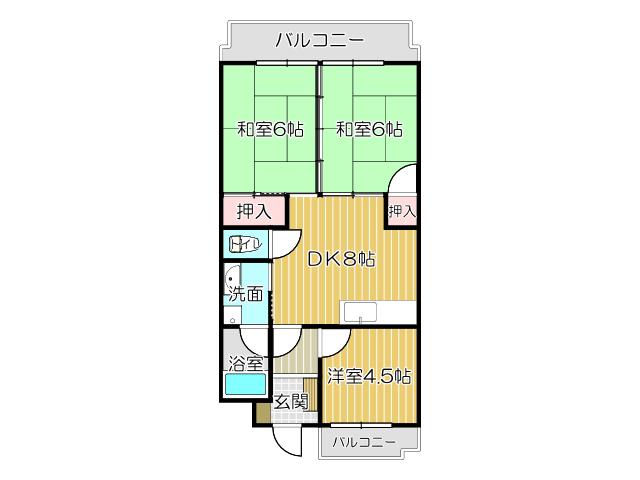 シャトレ穴生V(3DK/3階)の間取り写真