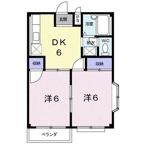 エルディム稲和A(2DK/2階)の間取り写真