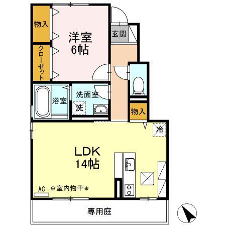 グランヴィア II(1LDK/1階)の間取り写真