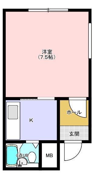 ベルディ末広(1K/3階)の間取り写真