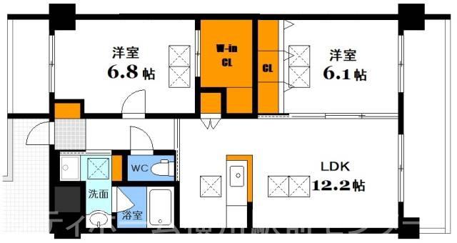 桜レジデンス(2LDK/6階)の間取り写真