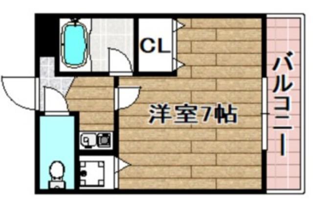 シャトーボヌール郡家本町(1K/1階)の間取り写真
