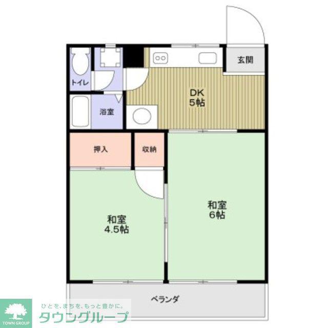山田カンプレックス(2DK/2階)の間取り写真
