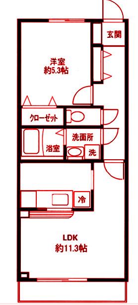 アムール シュシュ(1LDK/1階)の間取り写真