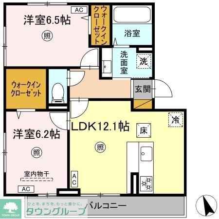 ハナミズキ A棟(2LDK/1階)の間取り写真