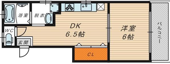 シャリオ高殿(1DK/3階)の間取り写真