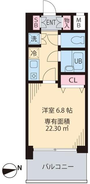 ビイルーム新宿(1K/6階)の間取り写真