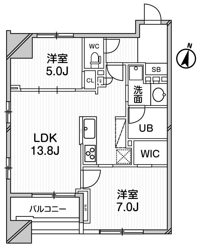 GRANPASEO明大前(2LDK/5階)の間取り写真