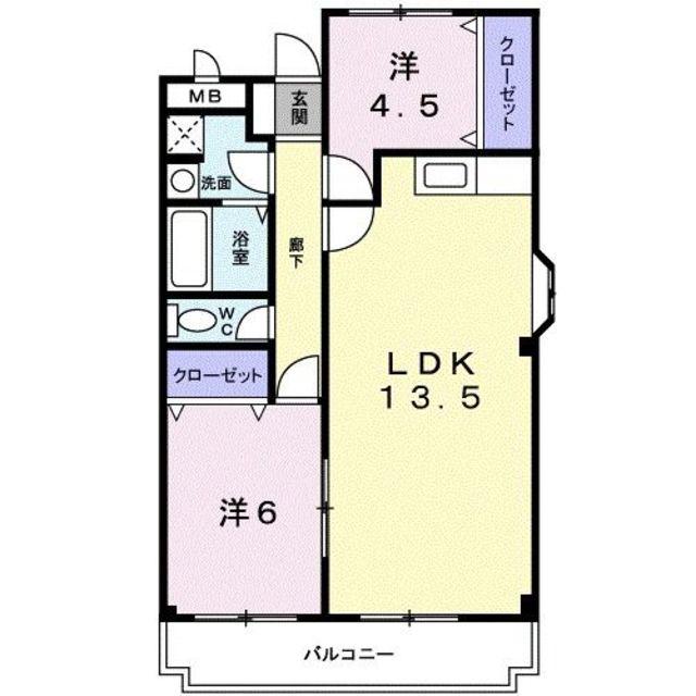 サンライフマンション(2LDK/1階)の間取り写真