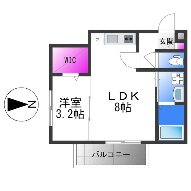 アバンティオ平野市町II(1LDK/2階)の間取り写真