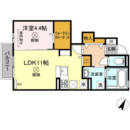 フルール(1LDK/1階)の間取り写真