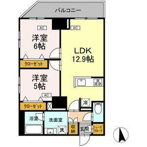 ドリーム神楽坂(2LDK/5階)の間取り写真