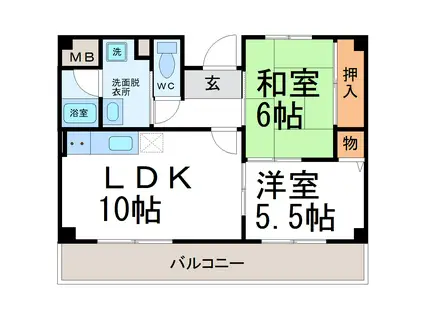 21世紀ペガサス(2LDK/2階)の間取り写真