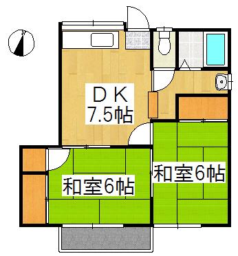 サンハイツさとう(2DK/2階)の間取り写真