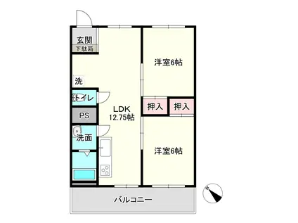 モダンピース(2LDK/4階)の間取り写真