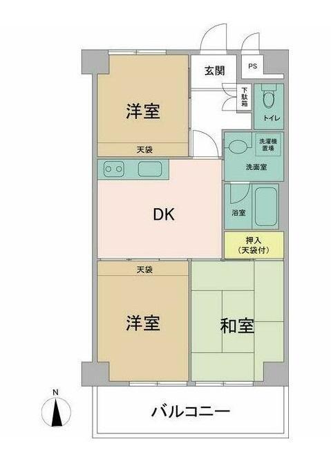 ダイアパレス南瓦町(3DK/9階)の間取り写真