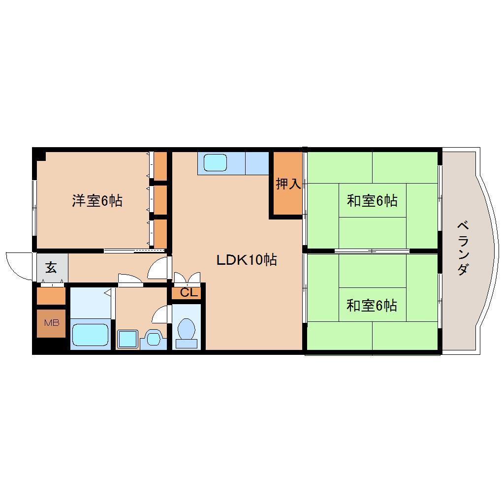 第6サンコウヒルズ西館(3LDK/5階)の間取り写真