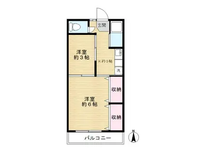 ハウスもがみ(2K/1階)の間取り写真