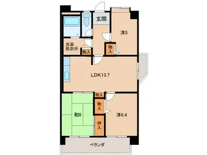 グランディール山十(3LDK/5階)の間取り写真