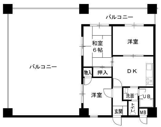 ロイヤルコーポ姫路(3DK/8階)の間取り写真