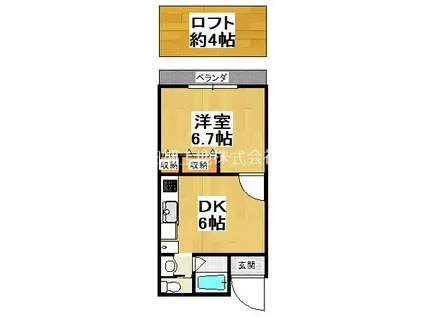 彦金マンション(1DK/1階)の間取り写真