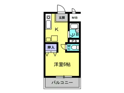 マンション朝倉(1K/2階)の間取り写真