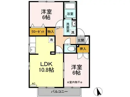 フラワーレジデンスフォレスト Ⅱ(2LDK/2階)の間取り写真