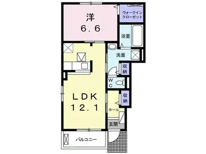 プレジオスII-A(1LDK/1階)の間取り写真