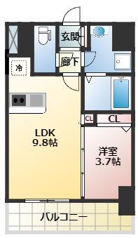 レジデンスH忍町(1LDK/1階)の間取り写真