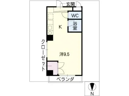 大口平和マンション(ワンルーム/2階)の間取り写真