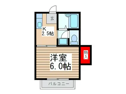 シティハイツ岸田(1K/2階)の間取り写真