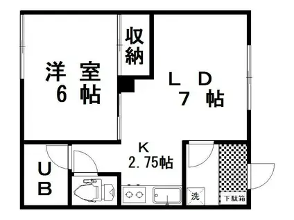 ハイツマキ(1LDK/2階)の間取り写真