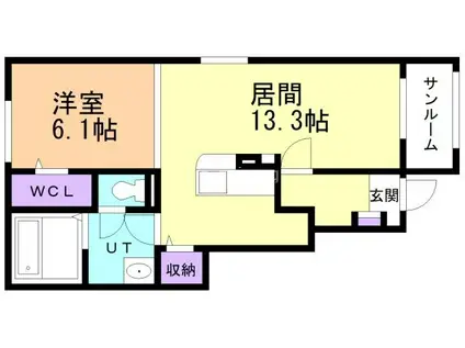 コクーン・カナサ(1LDK/1階)の間取り写真