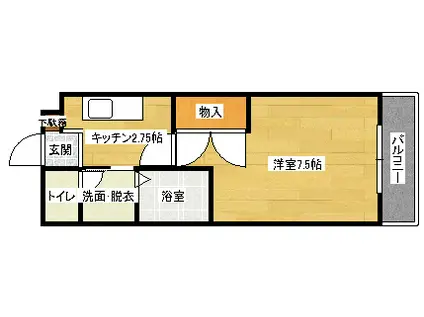 カーサ大塚2ND(1K/1階)の間取り写真