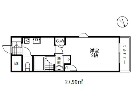 パレス東洋神戸5号館(1K/4階)の間取り写真