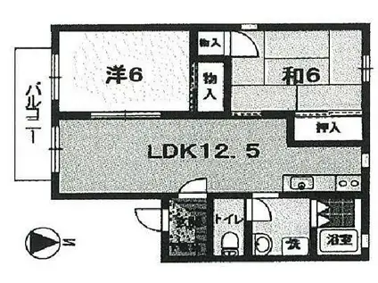 パークハイム山本A(2LDK/2階)の間取り写真