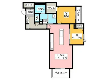 シャーメゾン加納青藤(2LDK/3階)の間取り写真