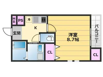 フジパレス堺中長尾Ⅱ番館(1K/3階)の間取り写真