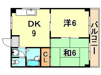 ベルメゾンK(2DK/2階)の間取り写真
