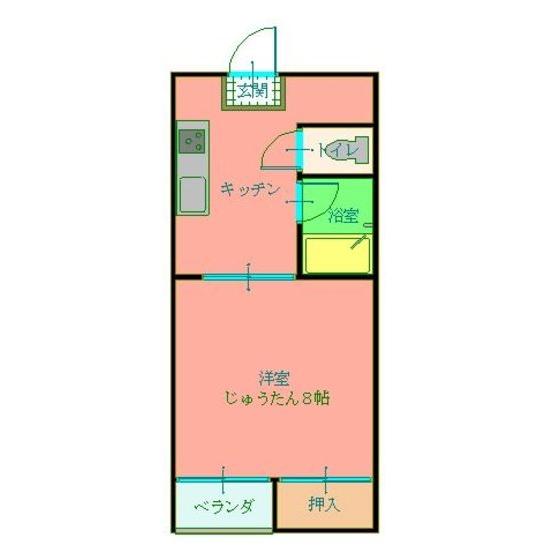 レモンハウスI(1DK/2階)の間取り写真