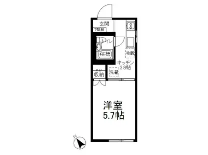 メゾンT(1K/2階)の間取り写真