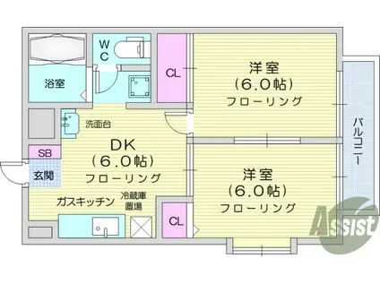 CASAFELIZ(2DK/2階)の間取り写真