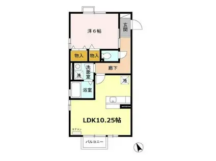 ディアコート II(1LDK/2階)の間取り写真