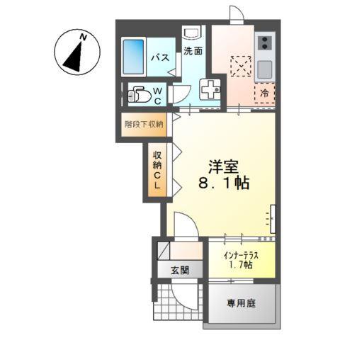コーポときわぎ(1K/1階)の間取り写真