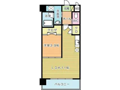 メゾン ド ソレイユ(1LDK/4階)の間取り写真