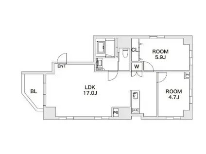 エスペランサ神宮前(2LDK/3階)の間取り写真