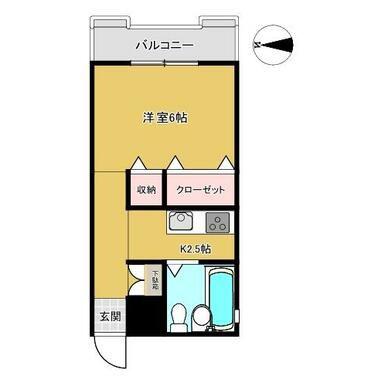 Lコート(1K/2階)の間取り写真