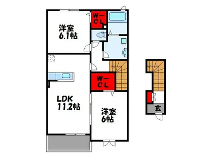サンパティーク ヒルズ(2LDK/2階)の間取り写真