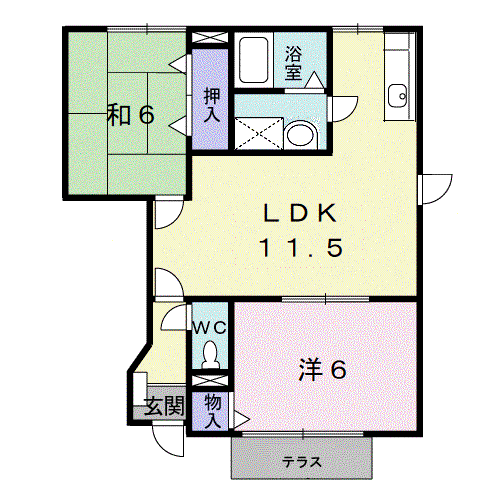 プラティーク・K I(2LDK/1階)の間取り写真